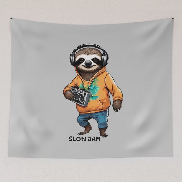 Item preview, Slow jam sloth with headphones and radio designed and sold by portrait4you.