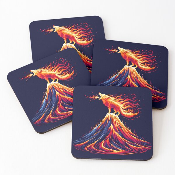 Item preview, Minimalist Fire Lava Wolf on Mountain, Ai Generated Art  designed and sold by ACC .