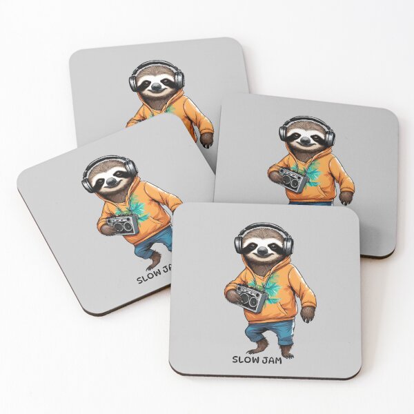 Item preview, Slow jam sloth with headphones and radio designed and sold by portrait4you.