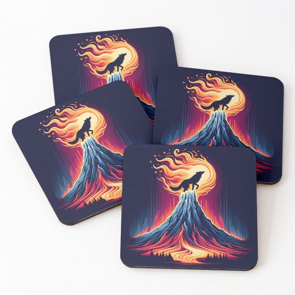 Item preview, Minimalist Fire Lava Wolf on Mountain, Ai Generated Art  designed and sold by ACC .