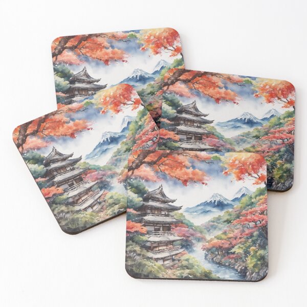 Item preview, Beautiful Asian landscape, watercolour, watercolour mountains designed and sold by Coolparrotgirl.