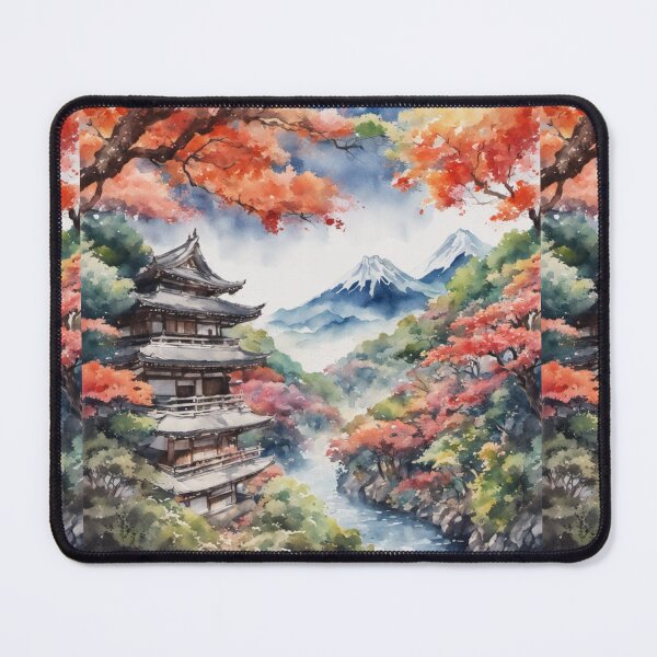 Item preview, Beautiful Asian landscape, watercolour, watercolour mountains designed and sold by Coolparrotgirl.