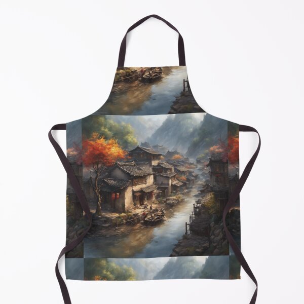 Item preview, Beautiful Asian river and mountain  landscape watercolour designed and sold by Coolparrotgirl.