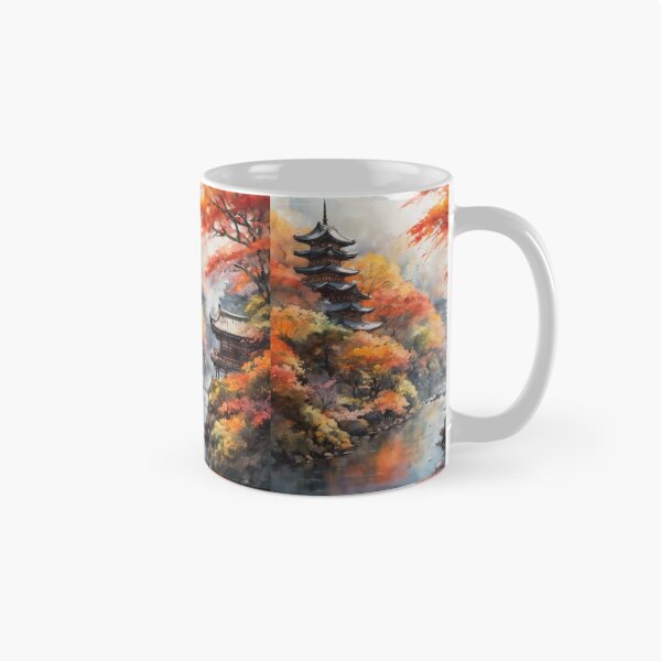 Item preview, Beautiful Asian landscape, watercolour, watercolour mountains and river designed and sold by Coolparrotgirl.