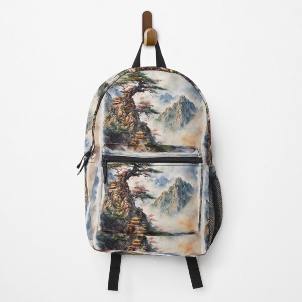 Item preview, Beautiful Asian landscape, watercolour, watercolour mountains foggy fog designed and sold by Coolparrotgirl.