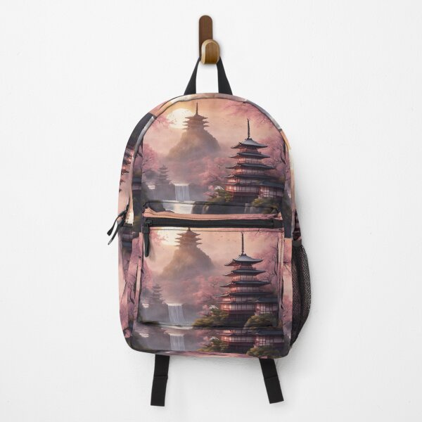 Item preview, Beautiful Asian landscape, mountain and fog, waterfall, pagodas designed and sold by Coolparrotgirl.