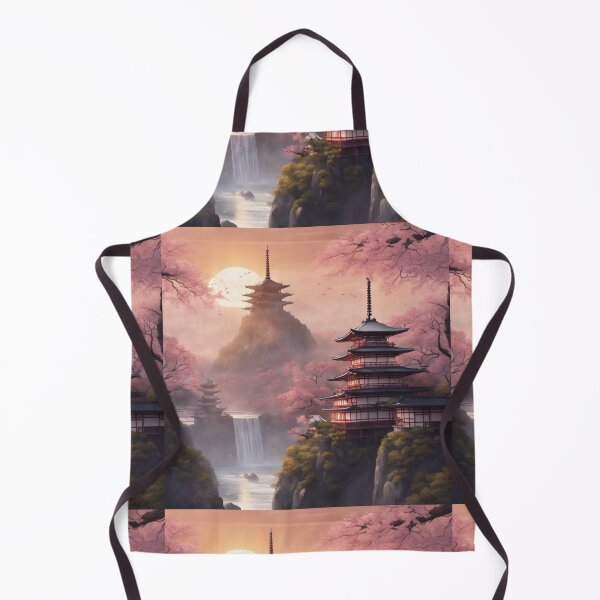 Item preview, Beautiful Asian landscape, mountain and fog, waterfall, pagodas designed and sold by Coolparrotgirl.