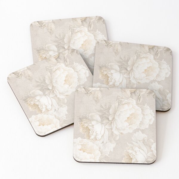Item preview, Large peonies. Neutra beige floral vintage home decor. Boho flowers. designed and sold by arsiart.