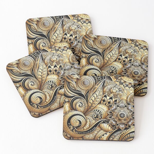 Item preview, Gold and black Zentangles design designed and sold by Blessinger77.