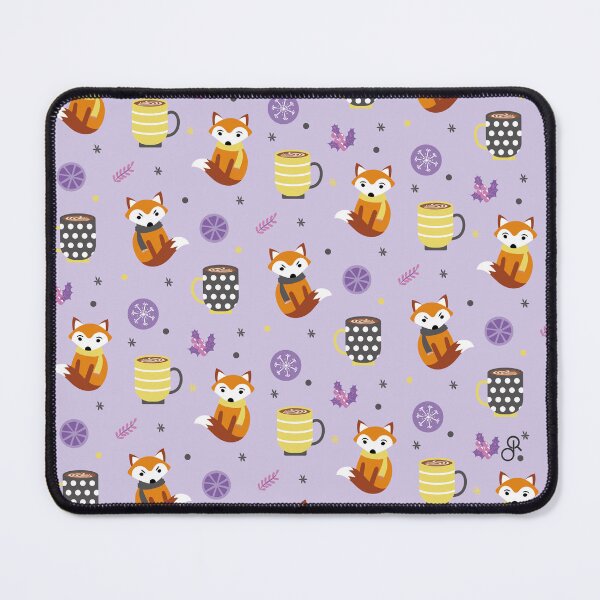 Item preview, Winter Pattern - Fox and Hot Chocolate designed and sold by QikisDesigns.