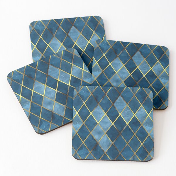 Item preview, Blue Gold windows tiles motif pattern design designed and sold by BartHugoKnight.