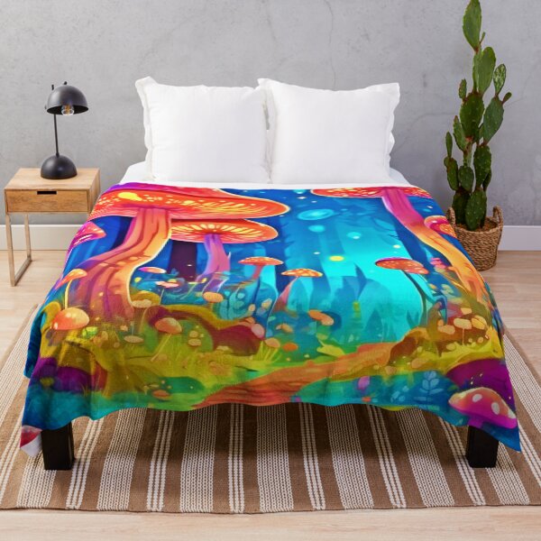 Item preview, Vibrant Colorful Neon Mushroom Art designed and sold by Health And Fitness Posts e-Store.