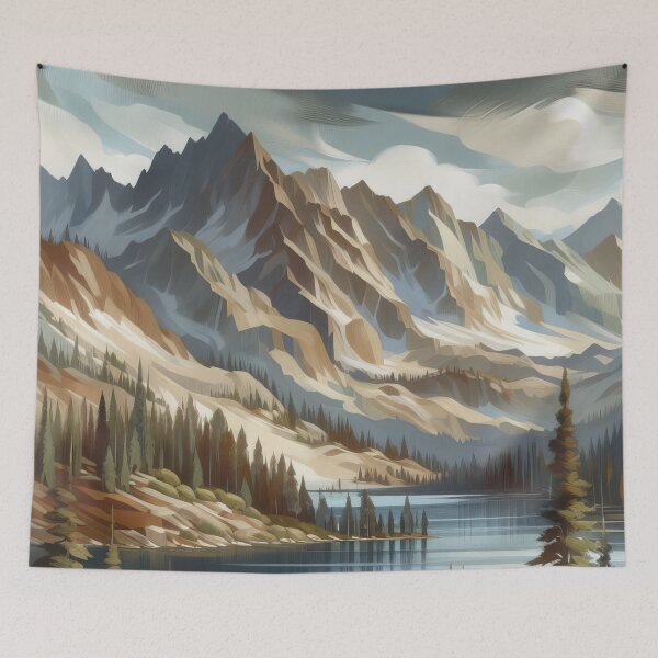 Item preview, Tranquil Peaks Serenity Amidst the Alpine Lake Panorama designed and sold by ArtComixHaven.