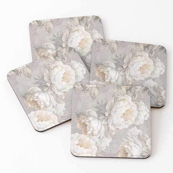 Item preview, Large beige peonies. Neutral floral classic bedroom. Boho flowers. designed and sold by arsiart.
