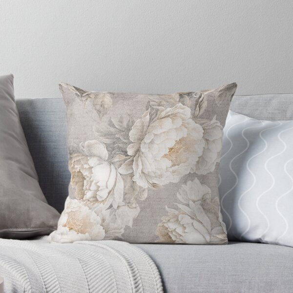 Artikel-Vorschau von Große beige Pfingstrosen. Neutrales, klassisches Schlafzimmer mit Blumenmuster. Boho-Blumen., designt und verkauft von arsiart.