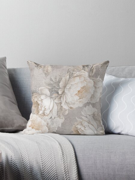 Item preview, Large beige peonies. Neutral floral classic bedroom. Boho flowers. designed and sold by arsiart.