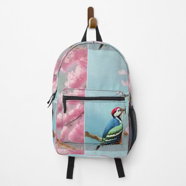 Item preview, Woodpecker Perched On A Blossomed Cherry Tree designed and sold by Pretty-Bird.