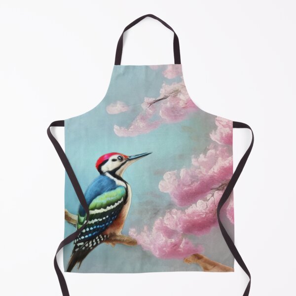 Item preview, Woodpecker Perched On A Blossomed Cherry Tree designed and sold by Pretty-Bird.
