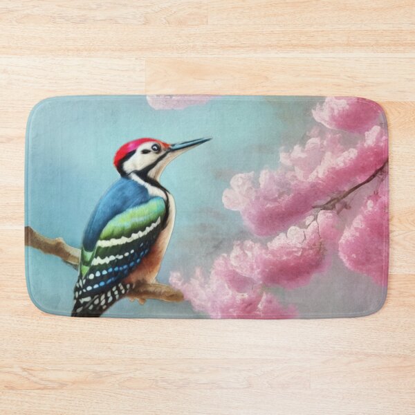 Item preview, Woodpecker Perched On A Blossomed Cherry Tree  designed and sold by Pretty-Bird.