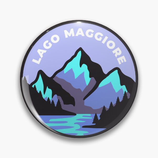 Item preview, Lago Maggiore Italia mountains landscape badge designed and sold by InvestingRoad.
