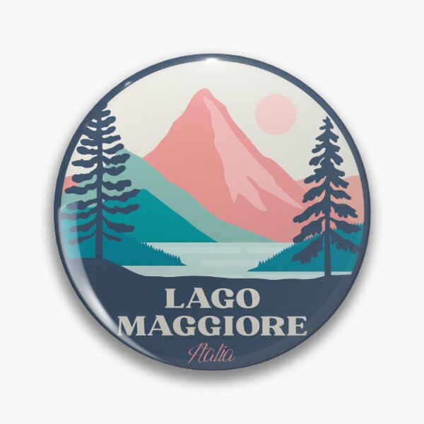Item preview, Lago Maggiore Italia mountains landscape badge designed and sold by InvestingRoad.