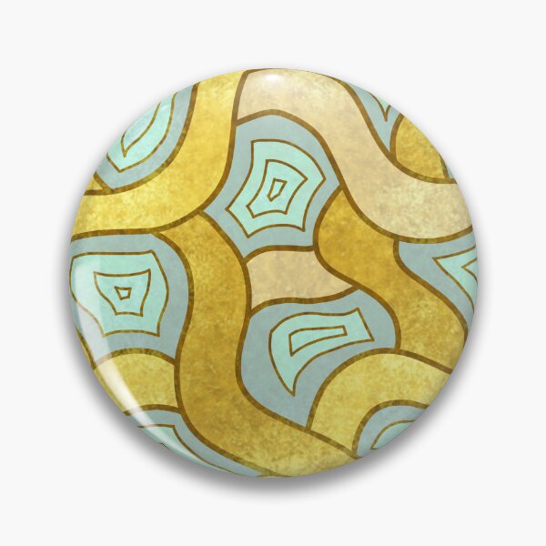 Item preview, Whimsical Linear Art Curvy Wavy Gold Cyan  designed and sold by Ananamorph Art @Nana Totem Wolfe.