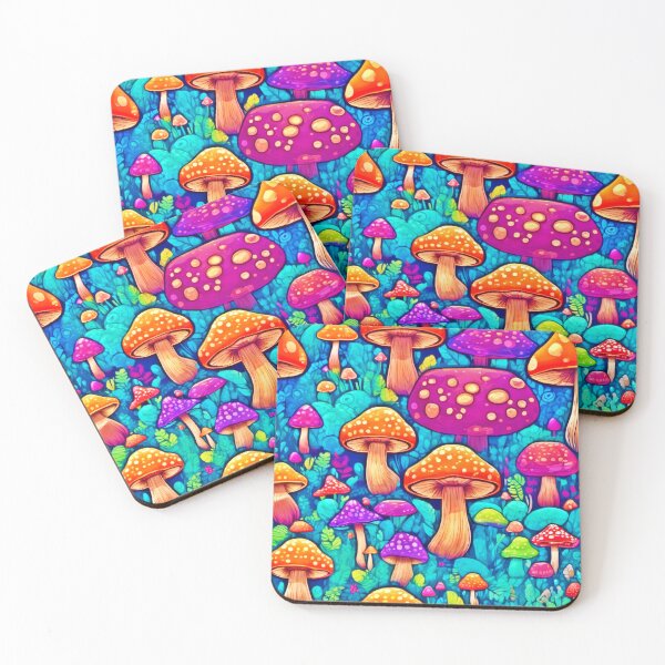 Item preview, Fantasy Colorful Mushroom Cartoons designed and sold by Health And Fitness Posts e-Store.