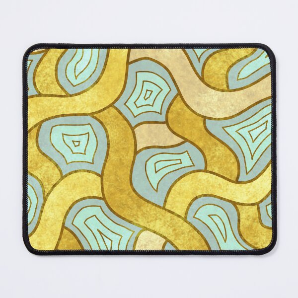 Item preview, Whimsical Linear Art Curvy Wavy Gold Cyan  designed and sold by Ananamorph Art @Nana Totem Wolfe.