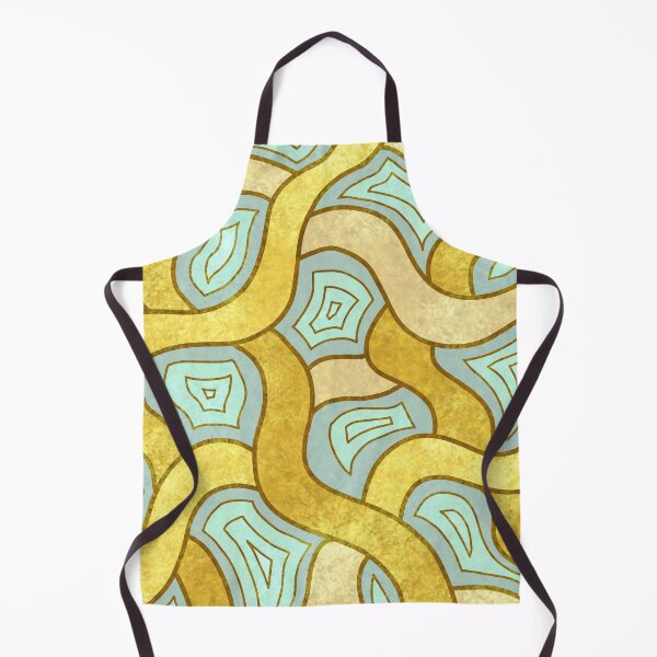 Item preview, Whimsical Linear Art Curvy Wavy Gold Cyan  designed and sold by Ananamorph Art @Nana Totem Wolfe.
