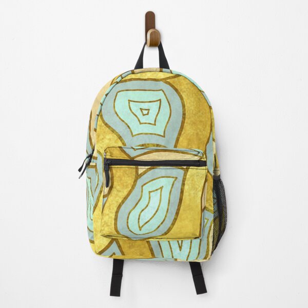 Item preview, Whimsical Linear Art Curvy Wavy Gold Cyan  designed and sold by Ananamorph Art @Nana Totem Wolfe.