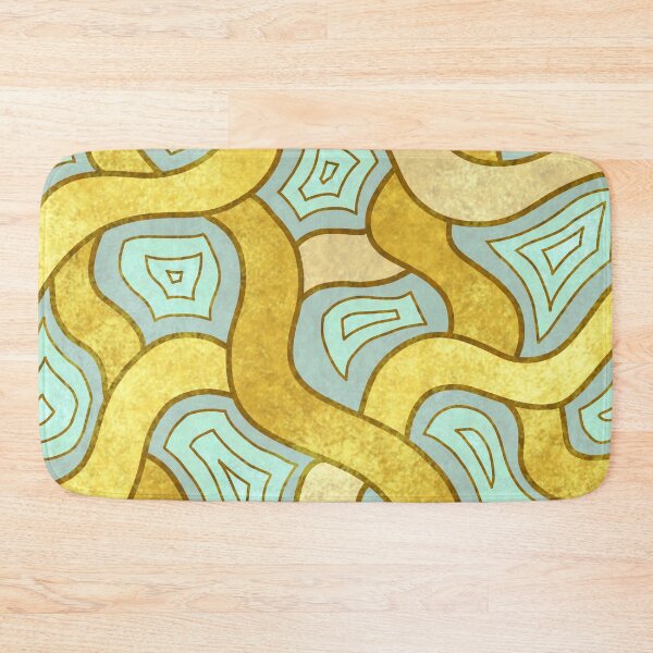 Item preview, Whimsical Linear Art Curvy Wavy Gold Cyan  designed and sold by Ananamorph Art @Nana Totem Wolfe.