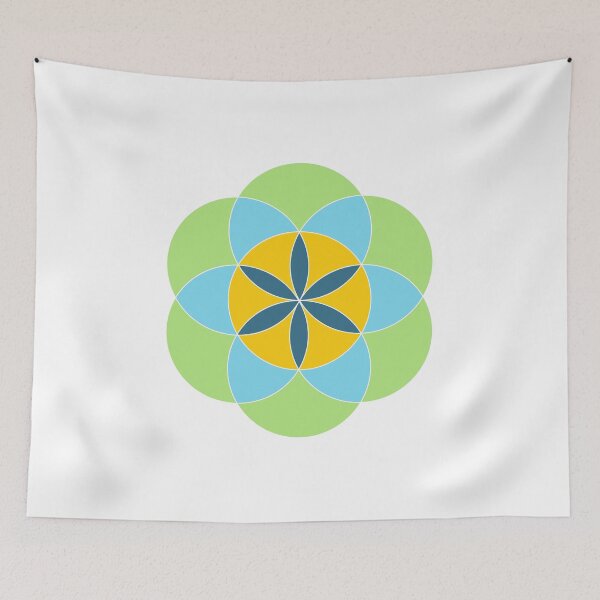 Item preview, Seed of Life - blue and green mandala 1 designed and sold by liftfrequencies.