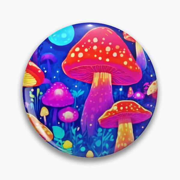 Item preview, Vivid Neon Mushroom Illustrations Cartoon designed and sold by Health And Fitness Posts e-Store.