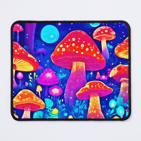 Item preview, Vivid Neon Mushroom Illustrations Cartoon designed and sold by Health And Fitness Posts e-Store.