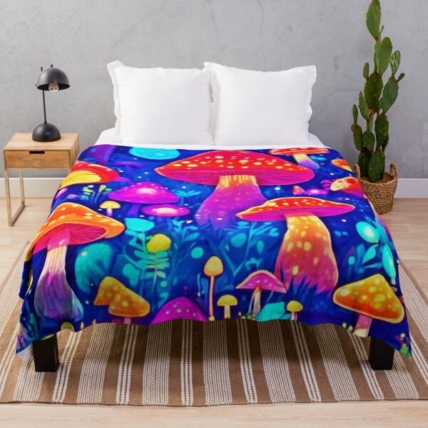 Item preview, Vivid Neon Mushroom Illustrations Cartoon designed and sold by Health And Fitness Posts e-Store.