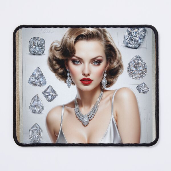 Item preview, She Loves Her Diamonds Pin Up Girl Astonishing AI Concept Art by Xzendor7 designed and sold by Xzendor7 Digital Art Creations.