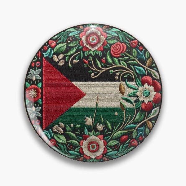 Item preview, Circular tatreez palestinian flag, floral embroidery palestine t-shirt, minimalist free palestine t-shirt, embroidery palestine flag, floral tatreez  palestinian flag designed and sold by TellaShop.