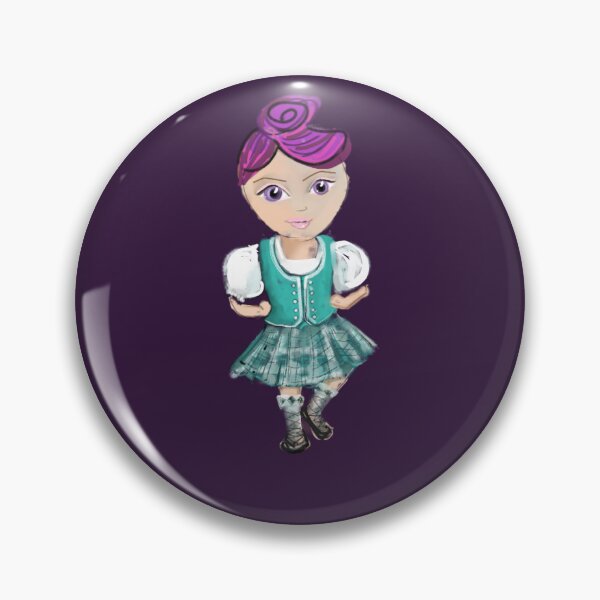 Item preview, Green kilt, highland dancer, cartoon, large eye, children highland dancer, tartan, scottish dance, cute, funky design designed and sold by Izzy83.