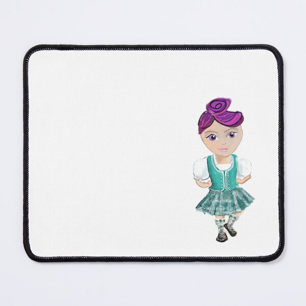 Item preview, Green kilt, highland dancer, cartoon, large eye, children highland dancer, tartan, scottish dance, cute, funky design designed and sold by Izzy83.