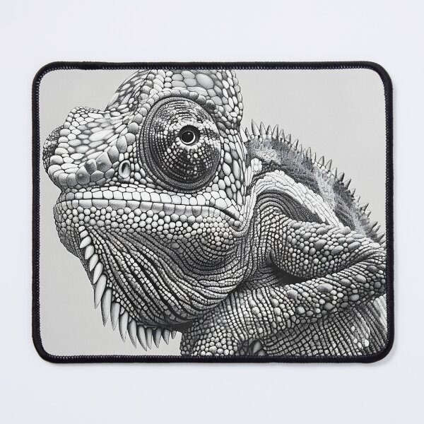 Item preview, Black and white Chameleon pencil drawing designed and sold by Pencil-Art.