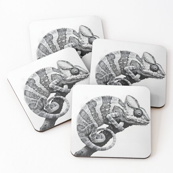 Item preview, Black and white Chameleon pencil drawing designed and sold by Pencil-Art.