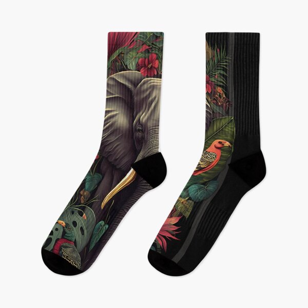 Item preview, African ELEPHANT & Botanical FLORAL Design Bird Wall ART, Trending Style Animal Lover Funny Wall Decor designed and sold by Diinaadesigns.