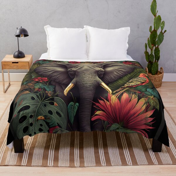 Item preview, African ELEPHANT & Botanical FLORAL Design Bird Wall ART, Trending Style Animal Lover Funny Wall Decor designed and sold by Diinaadesigns.