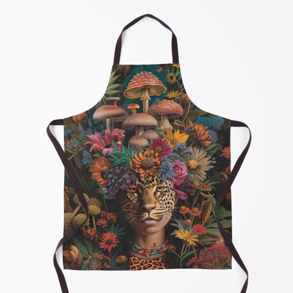 Item preview, Surreal Leopard Shaman Woman: Floral Collage Art of Mystical Transformation designed and sold by Mystikos Art.