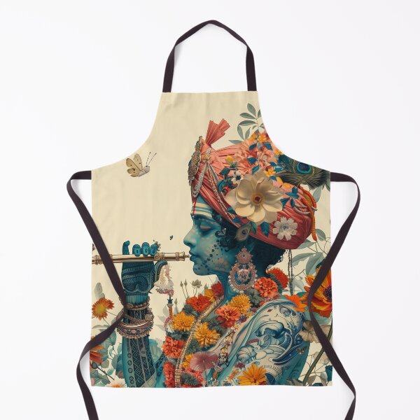 Item preview, Surreal Floral Collage: Lord Krishna Playing the Flute Art of Divine Harmony designed and sold by Mystikos Art.