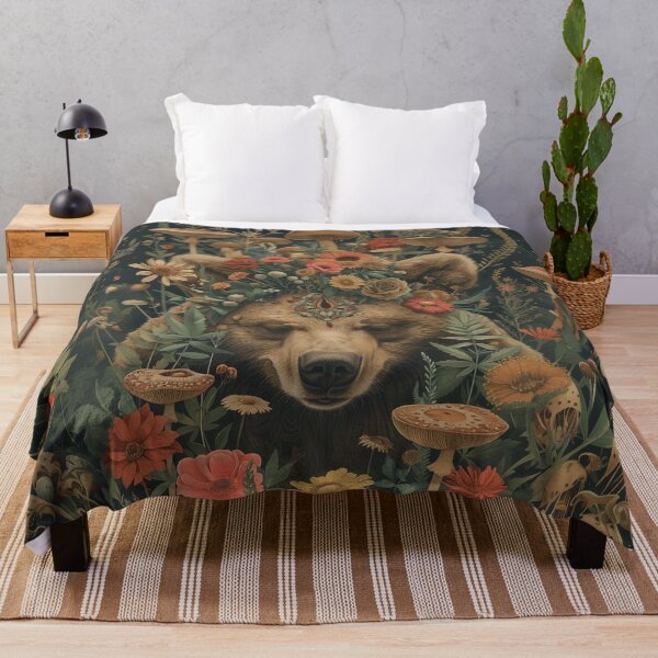Item preview, Forest Bear Shaman: Surreal Mushroom Collage Art of Mystical Wisdom designed and sold by Mystikos Art.