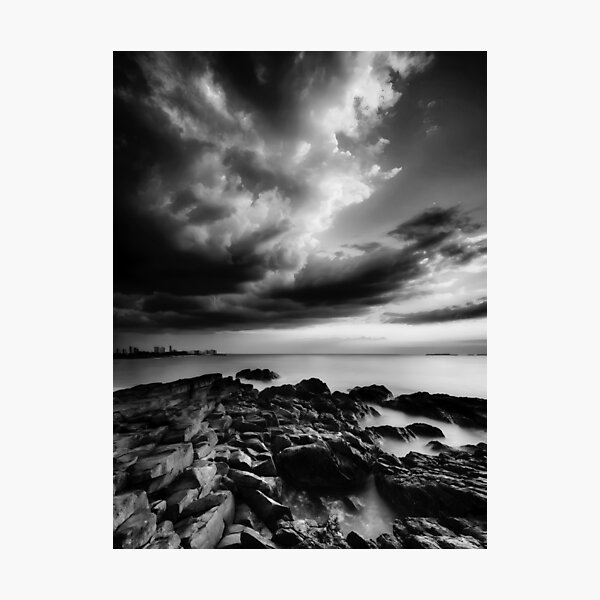Item preview, Serene Coastal Vista: Monochromatic Sunset Scene designed and sold by ShadeScapeArt.