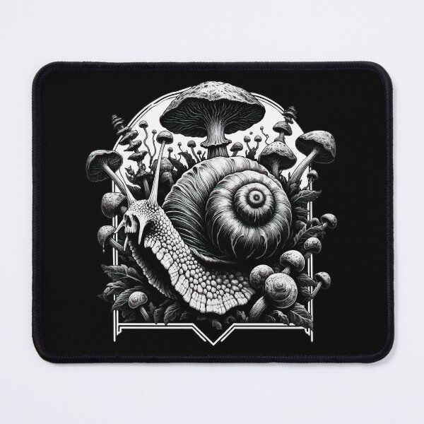 Item preview, Monochromatic Skull Snail Overgrown Mushrooms designed and sold by TomFrontierArt.