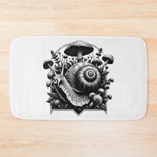Item preview, Monochromatic Skull Snail Overgrown Mushrooms designed and sold by TomFrontierArt.