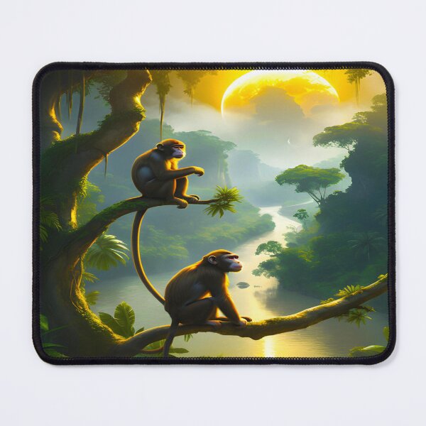Item preview, Two monkeys against the backdrop of a solar eclipse designed and sold by LOKOthing.